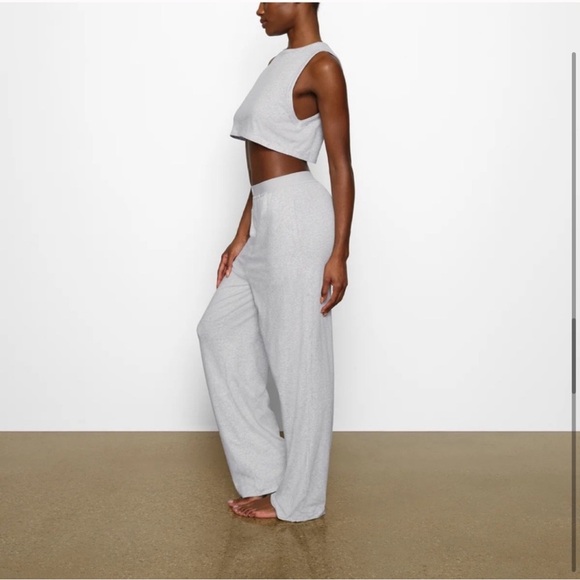 SKIMS NWT Boyfriend Loose Pant Light Heather Gray Comfy Elastic Waist Size XS - Picture 2 of 6